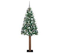 Sapin de Noël mince avec support Vert PVC et bois de pin massif vidaXL vidaXL