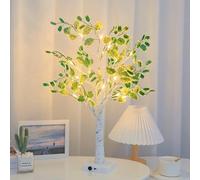 Sapin de Noël, Mini Sapin de Noël Artificiel, décorations de bonsaï de Table avec lumières LED Blanc Chaud et Feuilles artificielles pour la Maison, fête de Noël, Anniversaire, USB ou Batterie, 20