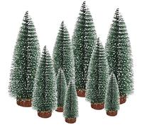 Sapin de Noël Miniature, Arbre Artificiel Miniature avec Base en Bois pour Décoration Table, Maison ou Vitrine - Lot de 9PCS - 10/16/22CM