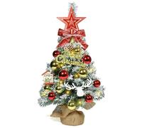 Sapin de Noel Petit Artificiel 60CM avec Deco Noel, Boule de Noel, Estrella Arbol Navidad, Lumineux LED, Enneigé Mini Chrimas Tree pour Deco Noel Interieur Maison Décoration de Table