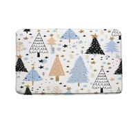 Sapin De Noël, Pin, Forêt, Flocon De Neige, Étoile, Fêtes d'hiver, Bleu, Noir, Marron Welcome Paillassons Durable Tapis De Bain Anti-Salissures Paillasson D'Entree pour Porte Cuisine 40X60Cm
