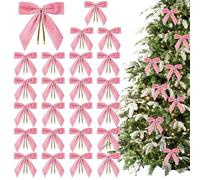 Sapin de Noël, pour l'arbre de Noël | Arcs en Velours Artisanat Rustique Lot de 24, Couronnes de Noël de Vacances Nœuds Noeuds en Velours pour Noël Maison Vacances Décoration D'emballage, 3.5x3.5
