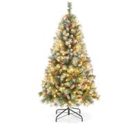 Giantex Sapin de Noël 195cm, 909 Branches Articulées avec 420 LED Blanc Chaud vert G