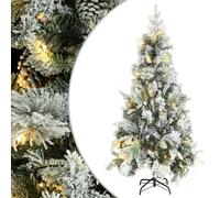 Sapin de Noël Pré-éclairé avec Neige Floquée/Cônes Arbre 225cm PVC/PE vidaXL