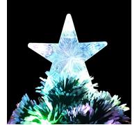 Sapin de Noël pré-éclairé - WIENS - 64 cm - Vert et blanc - Fibre optique - LED - 56 branches - 8 LED - Étoile lumineuse