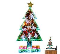Sapin de Noël prismatique irisé - Veilleuse décorative alimentée par USB - Boule de Noël irisée pour cheminée, chambre à coucher, maison, fête, mariage, décoration de Noël, 18 x 6 x 33,5 cm
