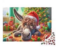 Sapin de Noël Puzzle pour Adultes Puzzle 1000 Pièces Âne Détente Jeu Cadeau Fête Décoration 38x26cm/1000pcs