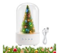 Sapin de Noël rechargeable par USB avec lumières LED | Enceintes sans fil pour table à manger, rebord de fenêtre, bibliothèque, bureau, cheminée
