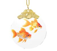 Sapin de Noël rond en verre à suspendre - Motifs poissons rouges - Décoration de Noël - Cadeaux pour fêtes de Noël