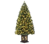 Sapin de Noël Sapin de Noël artificiel de 145 cm avec 300 éclairages,pré-éclairé blanc chaud 8 modes avec pot rétro lumineux