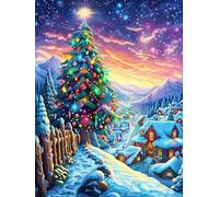 Sapin de Noël sous un ciel étoilé 500 Pieces Casse-tête Expert Confirmé En Carton Anti-Déchirure Rêve magique de science-fiction Très Difficile Motif Complexe Décoration Murale Cadeau Anniversaire 500