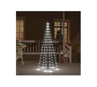 Sapin de Noël sur Mât de Drapeau Ornement de Fête Décoration de Vacances Arbre de Noël de Jardin Extérieur 108 LED Blanc Froid 180 cm
