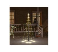 vidaXL Sapin de Noël sur Mât de Drapeau Ornement de Fête Décoration de Vacances Arbre de Noël de Jardin Extérieur 108 LED Blanc Chaud 180 cm Blanc chaud G