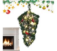Sapin De Noël Suspendu avec Lumières,Sapin de Noël Inversé Éclairant pour Mur | Décoration Artificielle pour Propriétaires Designers d'Intérieur Vitrine Porte Fenêtre Plafond Porche Fêtes