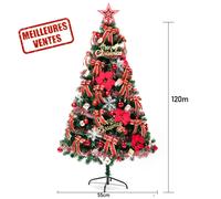 Sapin de Noël - TECH DISCOUNT - 120 cm - Vert - Kit Décorations LED - Intérieur/Extérieur