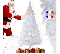 Sapin de Noël - TECTAKE - Arbre artificiel 180 cm avec 533 branches en PVC et support en métal - Blanc