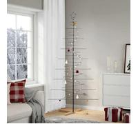 Sapin de Noël - vidaXL - 210 cm - Métal avec base en bois noir - Design contemporain