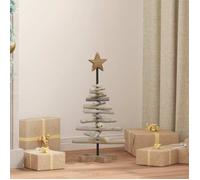 vidaXL Sapin de Noël avec Support Marron 60 cm Bois de Teck Solide, Salon, Décor de Noël Rustique, Arbre en Teck Solide, Décor intérieur Festif, Installation Facile pour Les fêtes