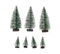 Sapin Déco Enneigé, Vert Sapin, 5cm X 4 Pces. / 10cm X 3 Pces, Boîte 7 Pces
