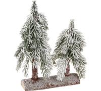 Sapin Déco Vert Blanc Hiver sur socle bois H28cm - Sapin artificiel Mini sapin de Noël Skandi style campagnard