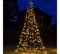 Sapin LED 4m 640 LED blanc chaud Ø190cm 5m de câble, IP44 Adaptateur extérieur Minuterie, mât et piquets inclus