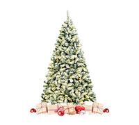 GOPLUS 225CM Sapin de Noël Lumineux-1346 Branches+550 LED Blanc Chaud-Réaliste avec Décoration de Neige-Feuilles en PVC