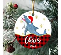 Sapin Noël Ornement Suspendre Décoration Arbre Pendentif Céramique Hanging Sapin De Noel Dauphin, Cadeau Animal Personnalisé pour Les Amoureux des Animaux, Nom Personnalisé 2023 Cadeau pour Les