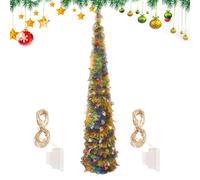 Sapins De Noël Artificiels | Sapin De Noël Faux À Paillettes avec Lumières LED Multicolores - Décoration de 1.5m pour la Décoration en Intérieur, de la Chambre, du Bureau, du Porche, en Extérieur et
