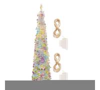 Sapins de Noël avec Éclairage | Arbre Cône Pailleté,Artificielle de 1.5 Mètres pour Décor d'Intérieur Chambre Bureau Table Extérieur Saison