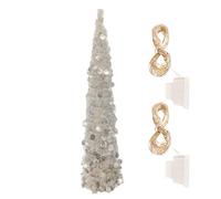 Sapins de Noël avec Éclairage | Arbre Cône Pailleté | Décoration de 1.5m pour Intérieur Extérieur Porche Halloween Fêtes