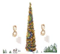 Sapins de Noël avec Éclairage - Arbre de Noël Réaliste Pailleté,Décorations Végétales Réalistes De 1,5 M pour Porche Intérieur Extérieur Table Bureau Et