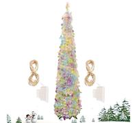 Sapins de Noël avec Éclairage | Arbre Étincelant à Paillettes avec Lumières LED Lumineuses | Décoration de 1.5m pour Intérieur Extérieur Porche Halloween Fêtes