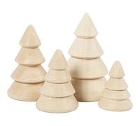 Sapins de Noël en bois, hauteur : 3,3 + 4,3 + 5,3 + 6,3 cm. Profondeur : 2,3 + 3 + 3,2 + 4 cm, Empress Wood, 4 pièces.
