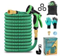 sapisecret Tuyau d'Arrosage Extensible 60 m, Rétractable x3, Grand Jardin | De 20 à 60 m; tube latex 3 couches, gaine textile haute densité, pistolet 10 modes et raccord métal, grand jardin et voiture.