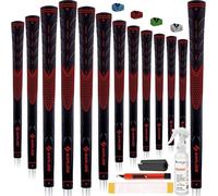 SAPLIZE Jeu de 13 poignées de Golf avec kit de regrippage Complet Poignées de Club de Golf en Caoutchouc de Taille Standard Rouge