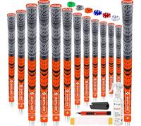 SAPLIZE Lot de 13 poignées de golf avec kit de regripping complet, orange, taille standard, cordon en caoutchouc, poignées de club de golf hybrides