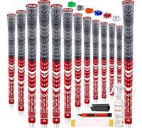 SAPLIZE Lot de 13 poignées de golf avec kit de regripping complet, rouge, taille standard, cordon en caoutchouc, poignées de club de golf hybrides