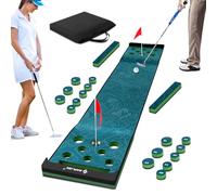 SAPLIZE Tapis de Putting de Golf Pong, 20 Pouces x 10 Pieds, Vert, Plastique, EVA, 2 Trous, Pliable, Jeu de fête idéal en Famille ou Entre Amis