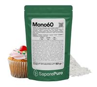 SaporePuro Mono60 - Mono- et Diglycérides d’Acides Gras 50 g - Émulsifiant Alimentaire d’Origine Végétale Sans Gluten pour Glaces, Sorbets, Margarines, Crèmes à Tartiner et Pâtisserie
