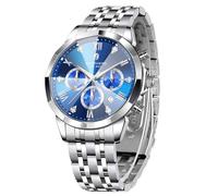 SAPPHERO Montre Homme en Acier Inoxydable Chronographe 50M Etanche Montres Analogique Quartz Date Classique Luxe Mode Montres Cadeau Élégant pour Hommes