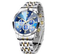 SAPPHERO Montre Homme en Acier Inoxydable Chronographe 50M Etanche Montres Analogique Quartz Date Classique Luxe Mode Montres Cadeau Élégant pour Hommes