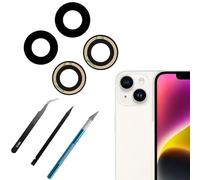Sapphire 14 Plus/14 Lentille de rechange pour appareil photo arrière iPhone 14/iPhone 14 Plus avec kit d'outils de réparation professionnel, anti-rayures et étanche