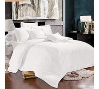 Sapphire Collection Parure de lit en coton égyptien 500 fils par pouce carré - blanc - pour hôtel - avec housse de couette et paire de taies d'oreiller style Oxford (Blanc, Double)