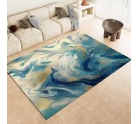 Sapphire Couleur ASPIÈRE Tapis en Marbre Abstract Swirl Art Machine Asrocs Lavables Tapis Soft Fluffy Non Glissée Pile De Tas Court pour Salon Roard Roard Bureau De Cuisine Et Pépinière,