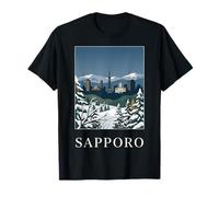 Sapporo Japon Hiver Montagne Horizon Voyage Art T-Shirt