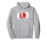 Sapporo Japon Kanji Drapeau Japon Thème Sweat à Capuche, Unisexe pour Adultes, Gris Chiné, XL