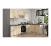 Sara Cuisine Complete Modulable - Angle Réversible - 7 Éléments - Décor Chene Sonoma - L270 X L148 Cm - Plan De Travail Non Inclus