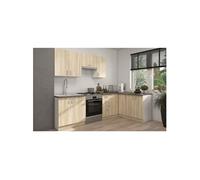 SARA Cuisine complete modulable - Angle réversible - 7 éléments - Décor chene sonoma - L270 x L148 cm - Plan de travail non inclus