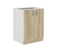 Sara - Meuble bas 2 Portes - Décor chêne Sonoma - L60 x P48 x H82 cm - Plan de travail non inclus