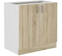 SARA Meuble bas - 2 portes - Décor chêne sonoma - L80xP48xH82 cm - Plan de travail non inclus